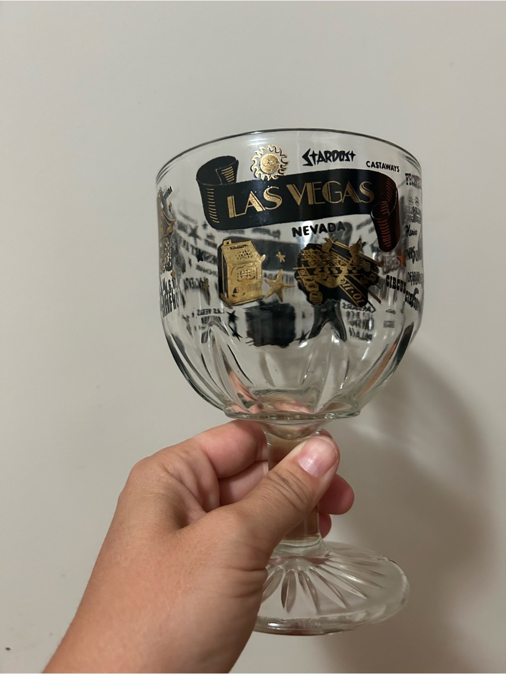 Vintage Las Vegas Casino Advertising Glass Goblet Beer Cocktail Chalice 6" Tall
